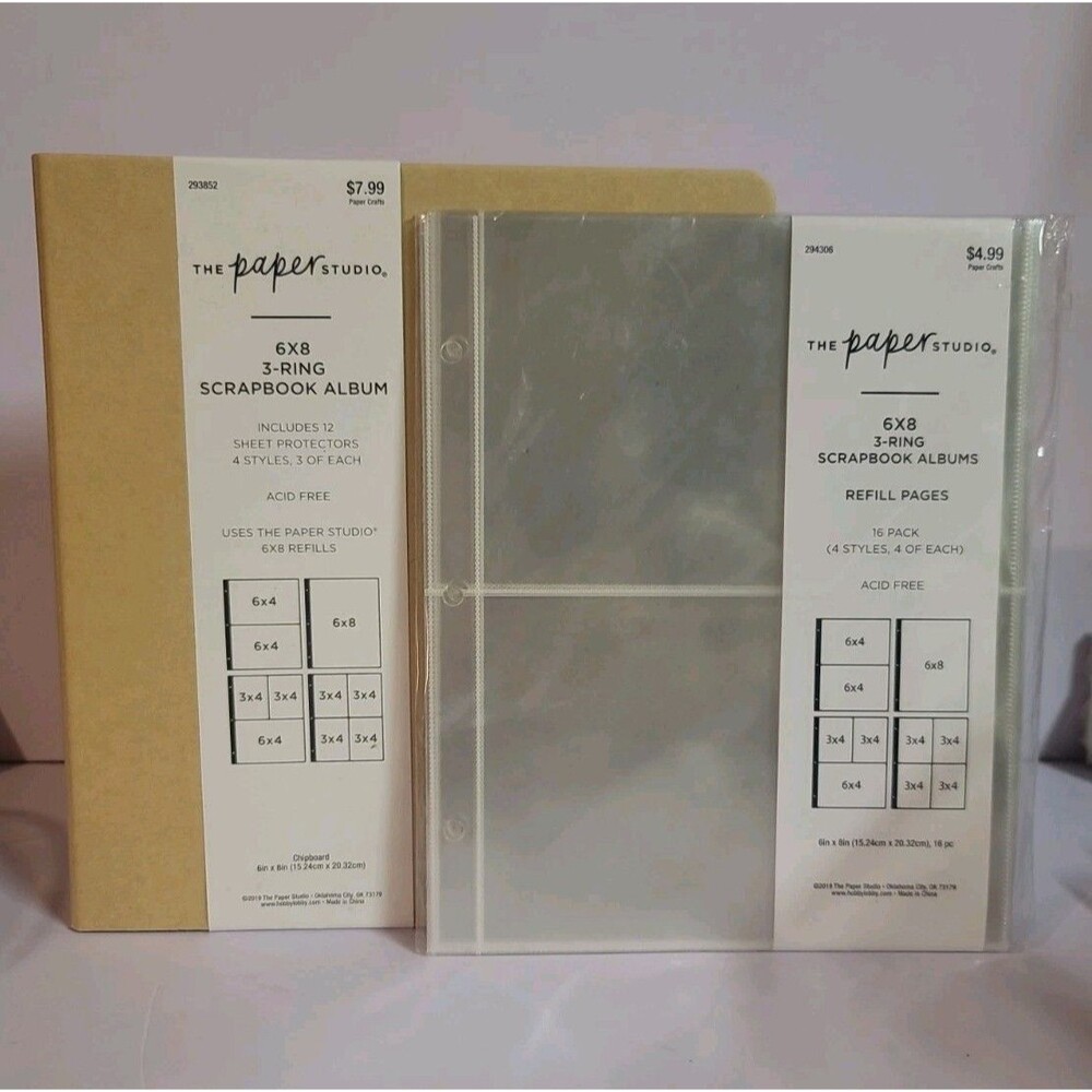 Paper Studio 6"x8"x1.5" Chipboard 3-Ring Scrapbook Album, 28 Photo Sheets
